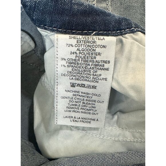 True Religion Denim Jumpsuit Womens XL Blue Front Zip Slit Distressed Overalls - Picture 14 of 14